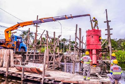 notícia: Construção das bases da nova ponte da Lagoa dos Índios entra na fase final