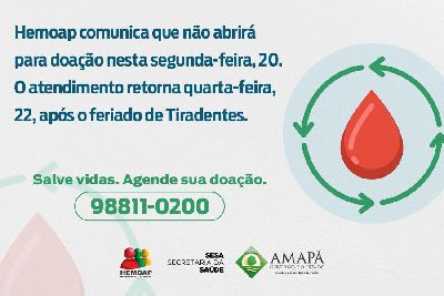 notícia: Hemocentro do Amapá será desinfectado nesta segunda-feira