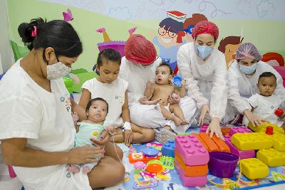 notícia: Centro Covid do HU conta com área recreativa para estimular desenvolvimento de crianças