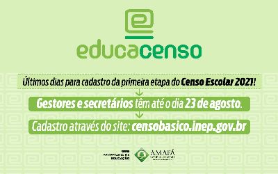 notícia: Censo Escolar 2021: prazo para cadastro da primeira etapa vai até o dia 23 de agosto