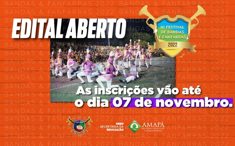 notícia: Governo lança edital de Chamada Pública para o III Festival de Bandas e Fanfarras do Amapá