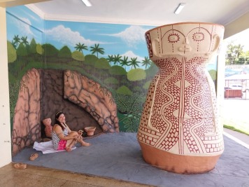 notícia: Réplicas de esculturas Maracá e Cunani da Casa do Artesão passam por restauração