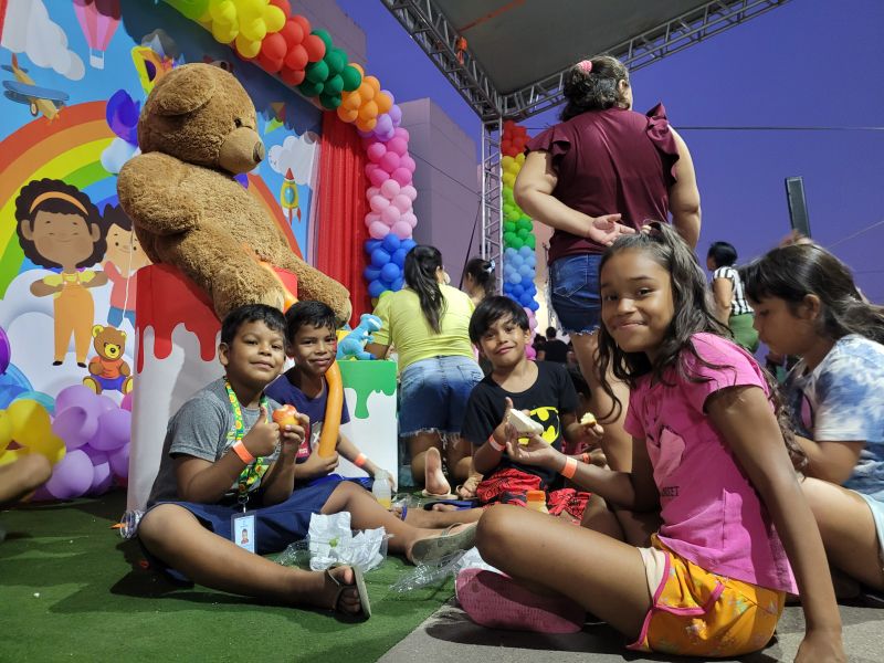 Também houve momento do lanche entre as crianças