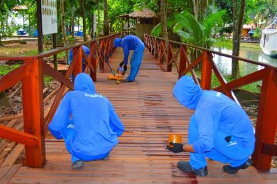 notícia: Governo do Amapá realiza revitalização em ambientes do Museu Sacaca, em Macapá