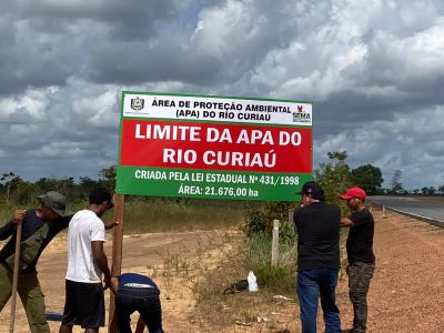 notícia: Governo do Amapá instala placas de orientação na Área de Proteção Ambiental do Rio Curiaú