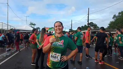Foto: Winicius Tavares/GEA Sirlane Pinheiro, moradora e mãe atípica, destacou a importância da corrida para a saúde e bem-estar