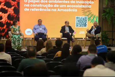 notícia: Rumo à Inovação: painel destaca papel dos ecossistemas sustentáveis no desenvolvimento da região durante o Inova Amazônia Summit