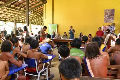 notícia: 'Ouvir, entender e encaminhar avanços', destaca governador Clécio Luís na Assembleia do Conselho das Aldeias Wajãpi, em Pedra Branca