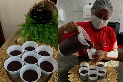notícia: Junho Vermelho: doadores de sangue recebem lanche regionalizado de açaí com farinha no Hemoap