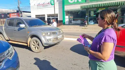 notícia: ‘Amapá Por Todas Elas’: Governo do Amapá realiza blitz educativa sobre o fim da violência contra as mulheres, em Laranjal do Jari