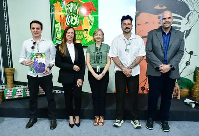 notícia: Painel destaca potencial do Parque Tecnológico construído pelo Governo do Estado no estande do Amapá na COP30 