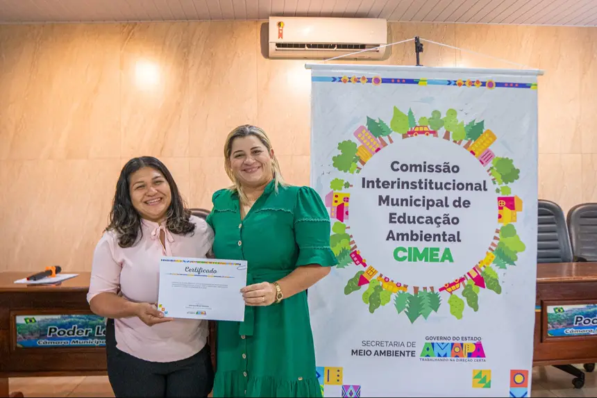 Aldenir Reis e a prefeita de Serra do Navio, Paulinha Santos