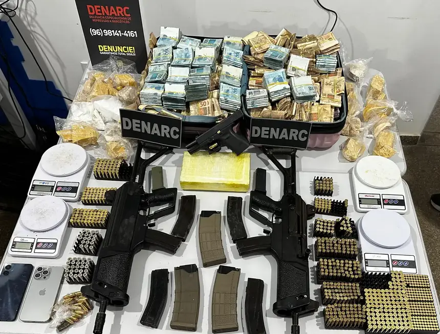 Foto: Divulgação/PC-AP Material bélico apreendido pela PC-APMais de 1 tonelada de entorpercentes foi apreendida pela Segurança Pública do Amapá no ano passado