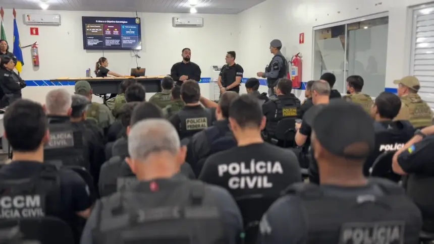 Foto: Lucas Brito/ Ascom Polícia Civil Delegado de Polícia Civil Estéfano Santos, titular da Draco (ao centro).