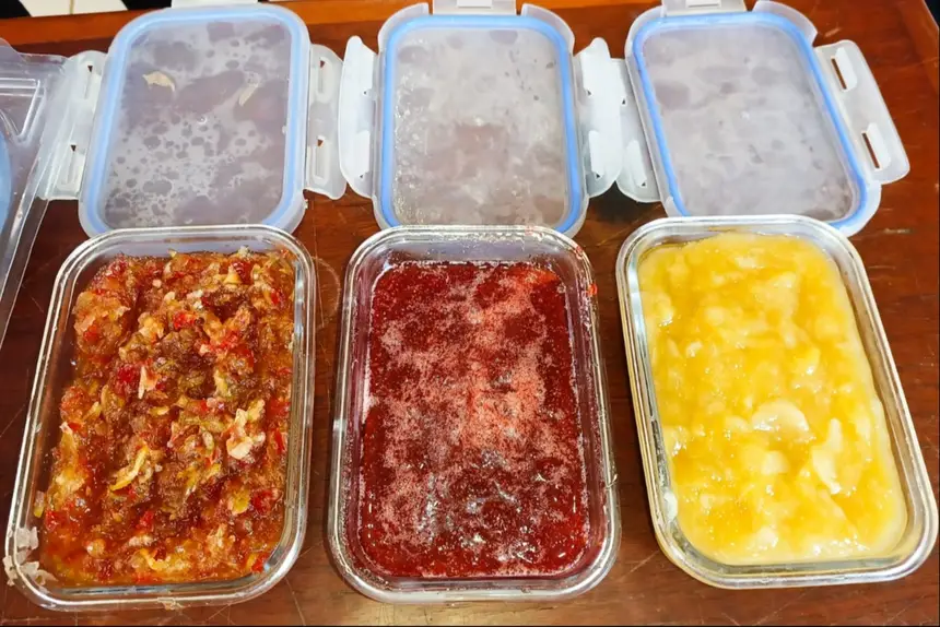 Recheio de Cupuaçu, morango, e pimenta 