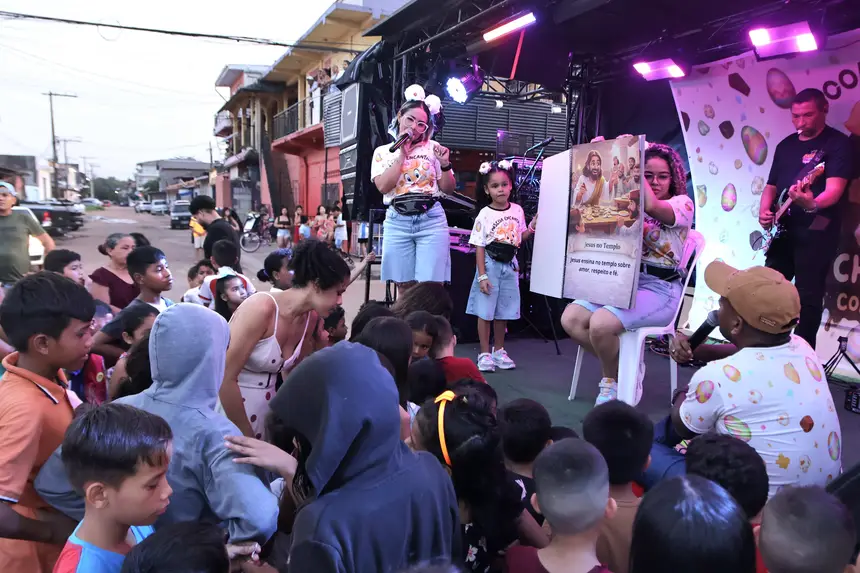 A banda contou a verdadeira história da Páscoa, levando para as crianças o sentido religioso por trás da data comemorativa