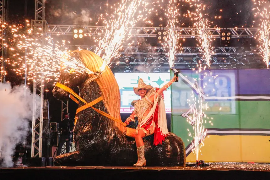 Representando o município de Santana e a Associação Estrela Santanense, Iza Estrela apresentou o tema “As joias do meio do mundo, a Guardiã Tucuju” durante a disputa.