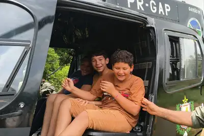 notícia: 'Feliz por realizar meu sonho', diz criança em passeio no helicóptero do GTA durante encerramento do Amapá Mais Seguro nas Comunidades