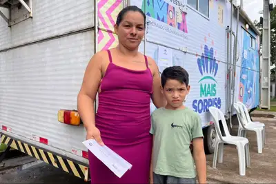 notícia: ‘Meu filho foi ao dentista pela primeira vez’, diz emocionada moradora do Residencial Nelson dos Anjos em ação do Mais Sorriso, em Macapá