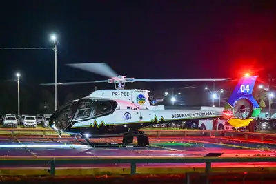 notícia: Governo do Amapá mantém helicóptero do GTA para apoio tático e transporte aeromédico na Expofeira 2026